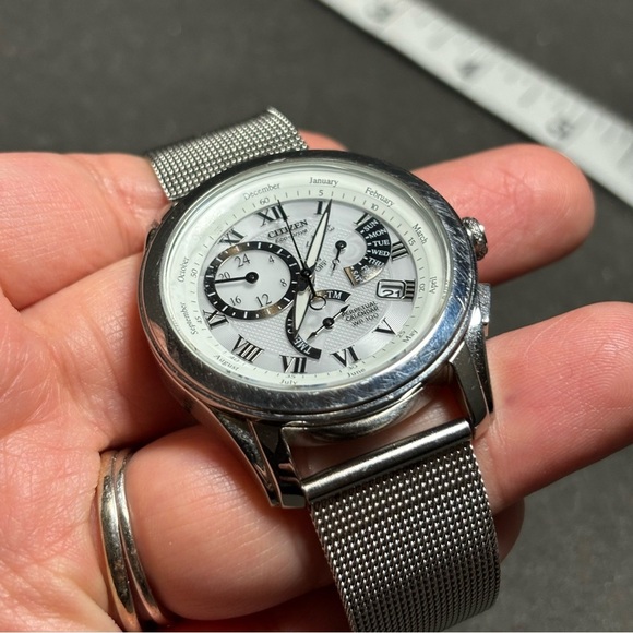 Citizen Eco-Drive Caliber 8700 Mens Stainless Steel Perpetual Calendar Working - Picture 6 of 12